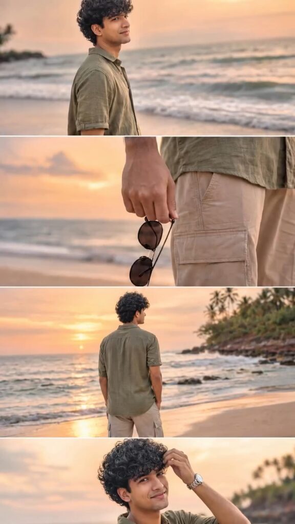 Sunset Beach Collage Photo Editing Prompts