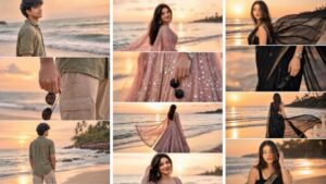 Sunset Beach Collage Photo Editing Prompts
